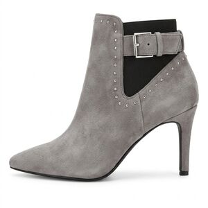 Calvin Klein Size 7 Women's Gray Jozie Suede Heeled Boots Ankle Booties Shoes